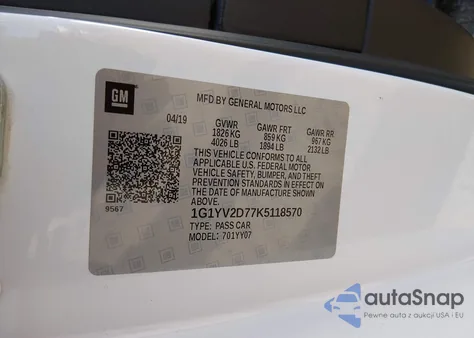 2019 Chevrolet Corvette Grand Sport from USA, damaged, VIN 1G1YV2D77K5118570